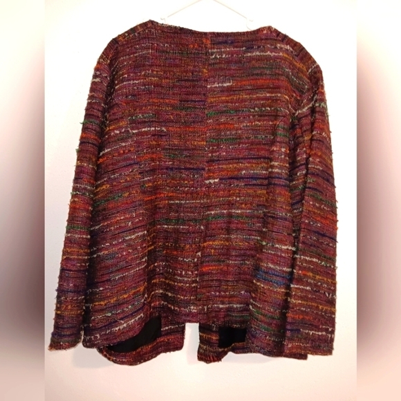 Life Style women's jacket size 2X NWT tweed burgundy multicolored - Picture 2 of 5